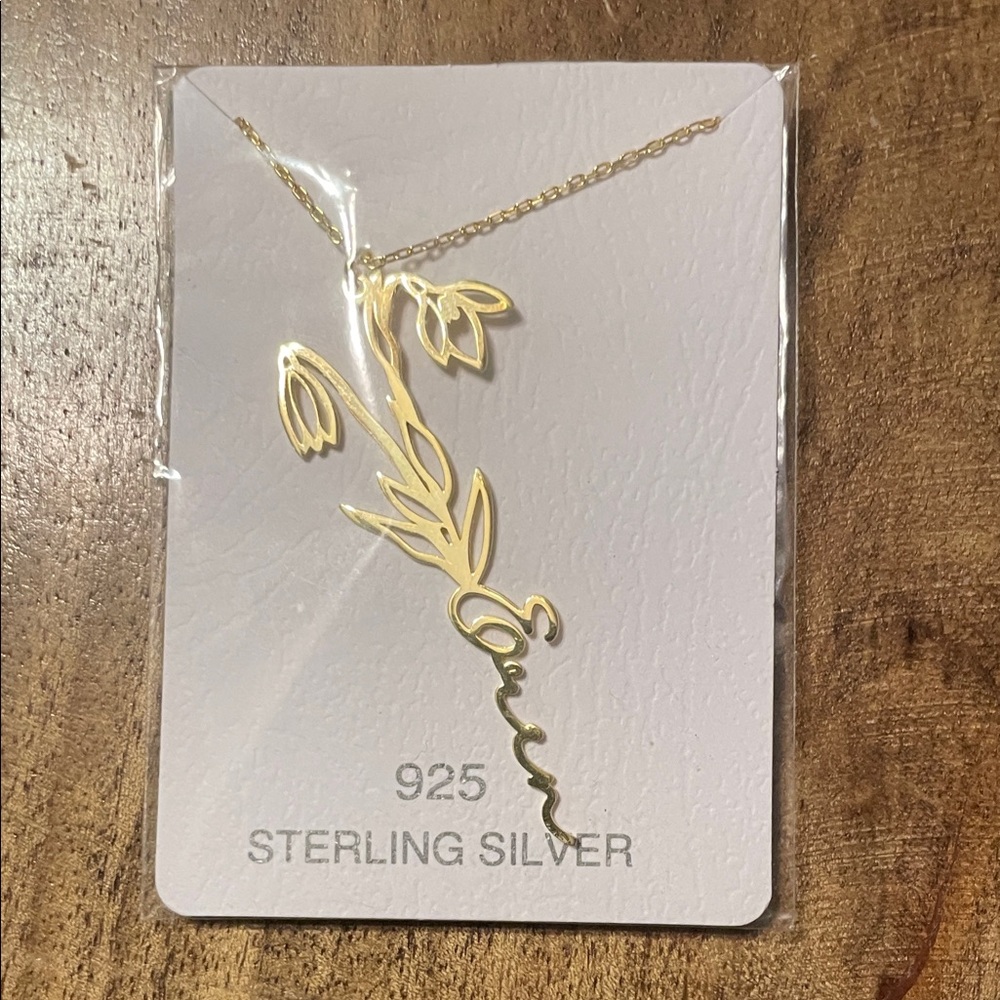 Gold Floral Sterling Silver Necklace ERIN Name Necklace!